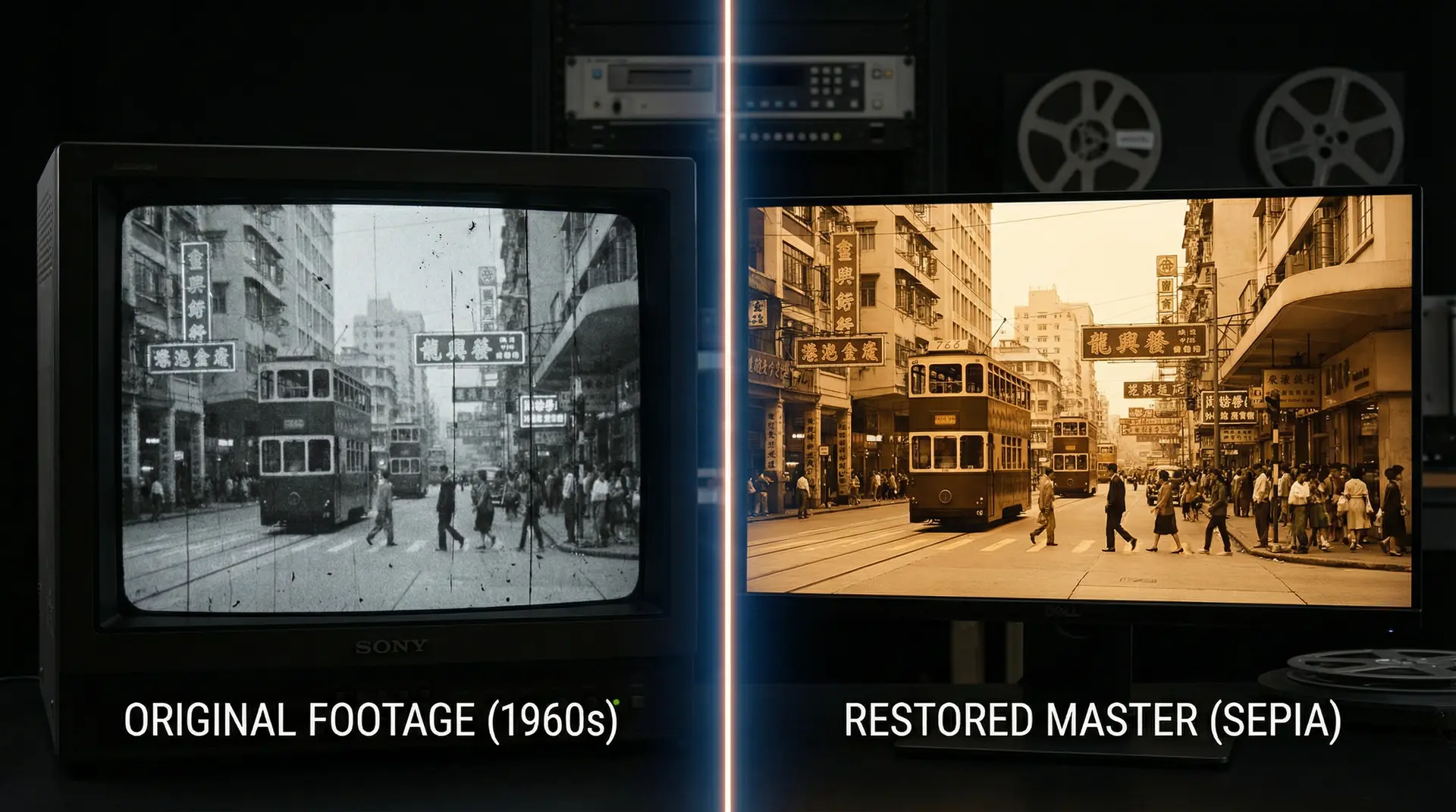 AI修复技术对比 - 国产视频 影像修复前后效果